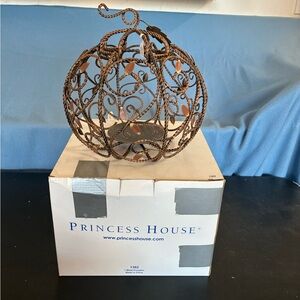 Princess House Bronze Metal Scroll Pumpkin